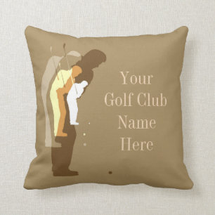 Personalised Golf Clubhouse Gold Throw Pillow