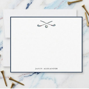 Personalised Golf Clubs and Ball Navy Border Card