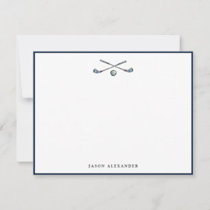 Personalised Golf Clubs and Ball Navy Border Card