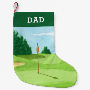Personalised Golf Course Green Painting Small Christmas Stocking