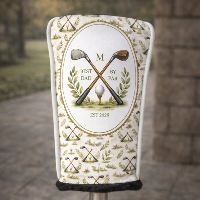 Personalised Golf Dad Best By Par Monogram Head Cover (Creator Uploaded)
