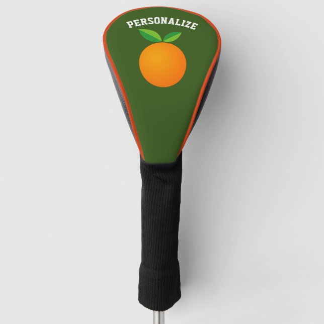 Personalised golf driver cover with orange fruit (Front)