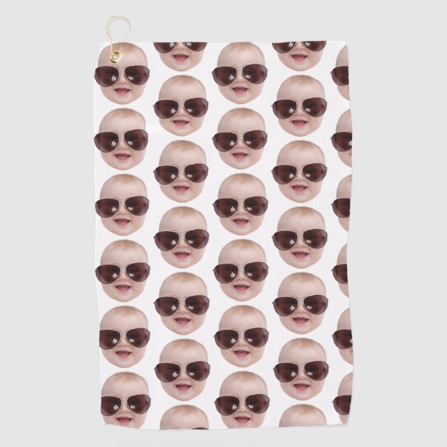 Personalised Golf Gift Lover Gift for Dad With Kid Towel (Front)