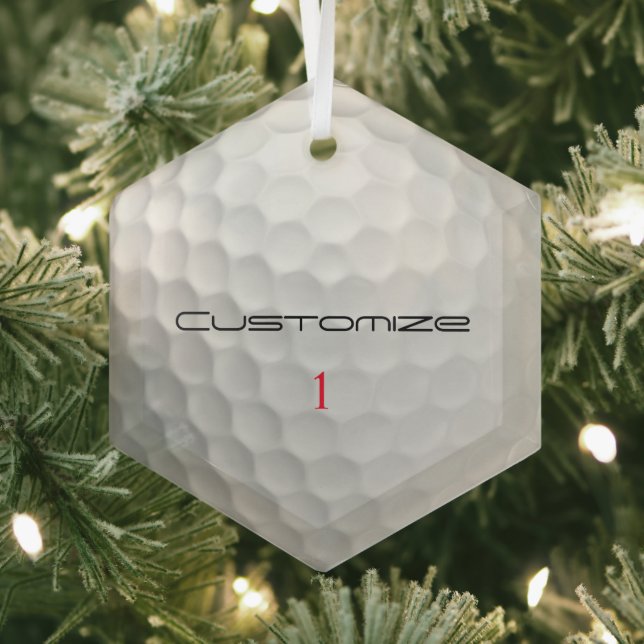 Personalised Golf Gift with Custom Name & Number Glass Tree Decoration (Insitu)