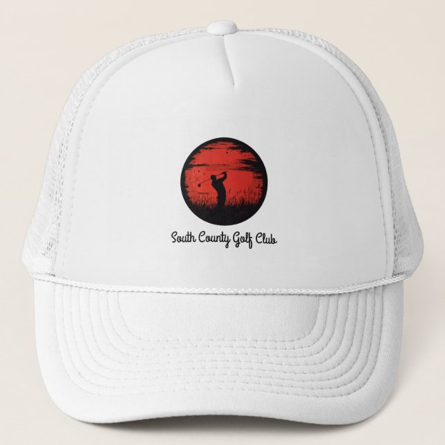 Personalised Golf Hat with Red Golf Silhouette Log (Front)