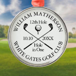 Personalised Golf Hole in One Award Metal Ornament<br><div class="desc">Personalise the name,  location hole number and date to create a great golf keepsake to celebrate that fantastic hole in one. Designed by Thisisnotme©</div>