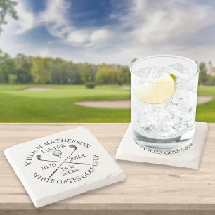 Personalised Golf Hole in One Award Stone Coaster