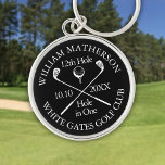 Personalised Golf Hole in One Black And White Key Ring<br><div class="desc">Personalise the name,  location hole number and date to create a great keepsake to celebrate that fantastic hole in one. Designed by Thisisnotme©</div>