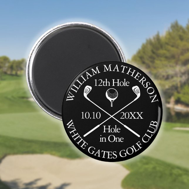 Personalised Golf Hole in One Black And White Magnet (Personalized Golf Hole in One Black And White Magnet)