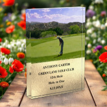 Personalised Golf Hole in One Golfer Photo Gold