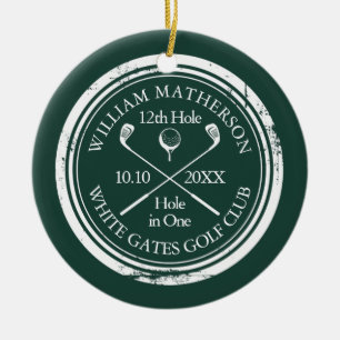 Personalised Golf Hole in One Keepsake Emerald Ceramic Ornament