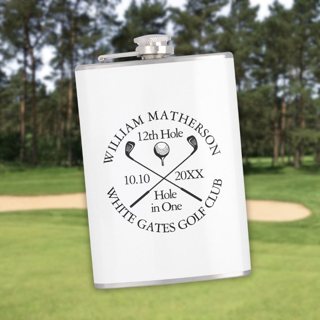 Personalised Golf Hole in One Modern Classic Hip Flask (Personalized Golf Hole in One Modern Classic Flask)