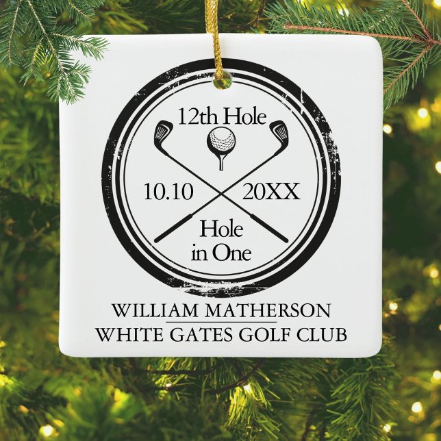 Personalised Golf Hole in One Retro Ceramic Orname Ceramic Ornament (Personalized Golf Hole in One Retro Ceramic Orname Ceramic Ornament)