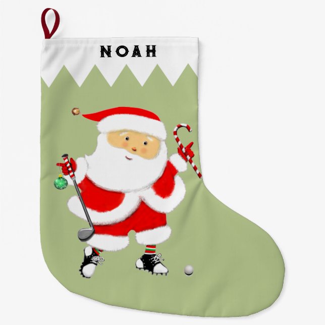 Personalised Golf Large Christmas Stocking (Front)