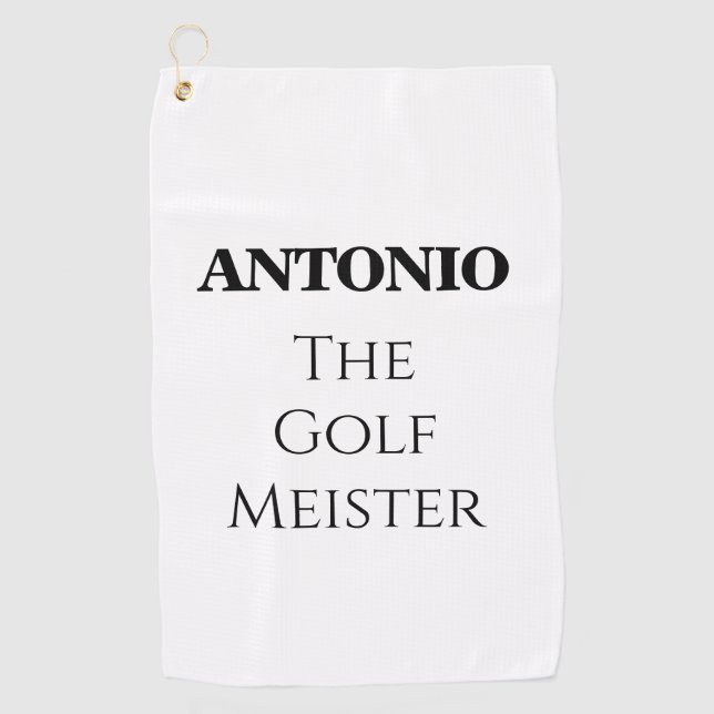 Personalised Golf Meister Funny Quote White Golf Towel (Front)