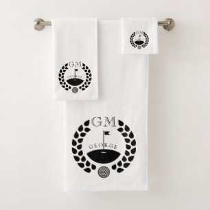 Personalised Golf Monogram Bath Towel Set