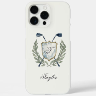 Personalised Golf Monogram Crest Elegant iPhone 16 Pro Max Case