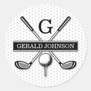 Personalised Golf Monogram Design Classic Round Sticker