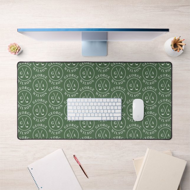 Personalised Golf Monogram green Custom Name Desk Mat (Office 1)
