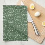 Personalised Golf Monogram Name Green Golf Tea Towel<br><div class="desc">Add a touch of sporty sophistication with this personalised golf design tea towel featuring a stylish green background and repeating monogram golf ball pattern. Perfect for golf lovers, dads, groomsmen, or anyone who enjoys the game, this custom tie can be personalised with your name for a unique gift. Whether you’re...</div>
