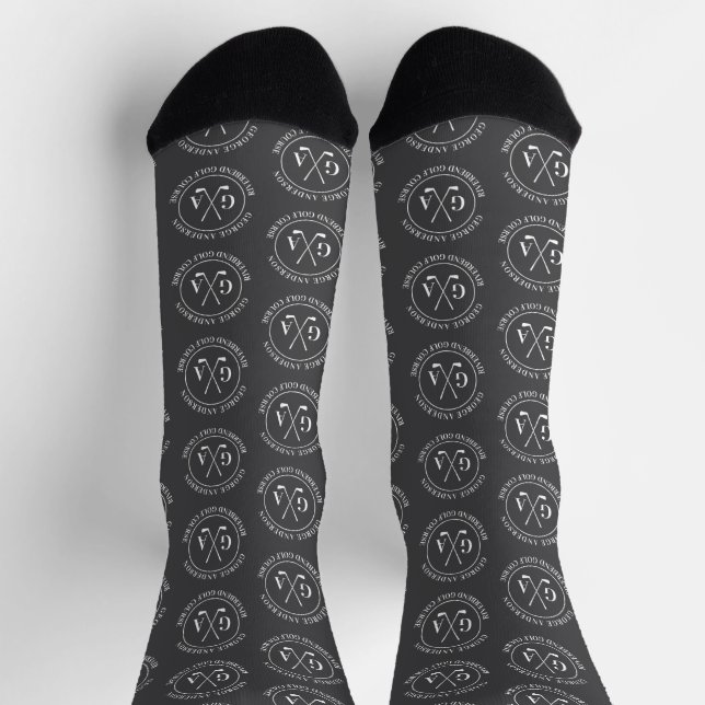 Personalised Golf Monogram Pattern grey Socks (Top)