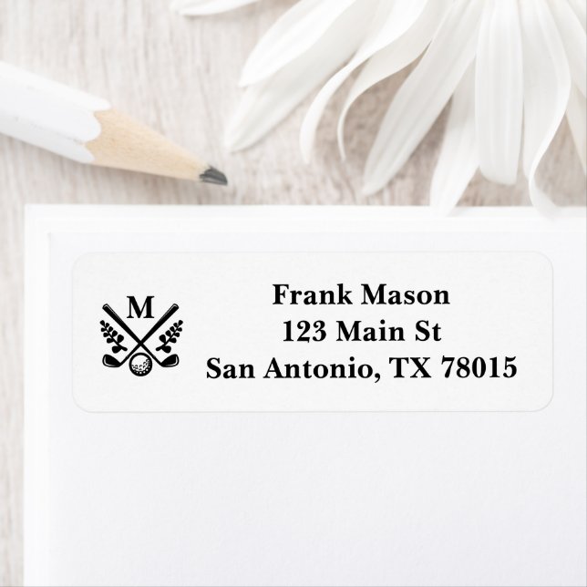 Personalised Golf Monogram Return Address  Label (Insitu)