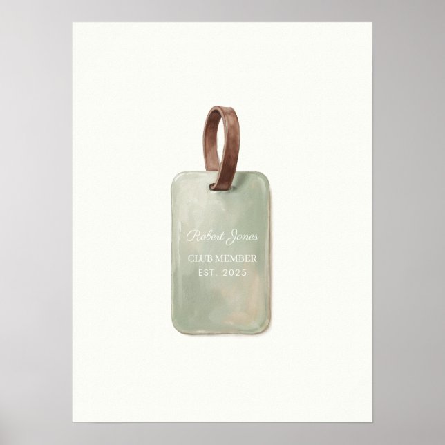 Personalised Golf Name Tag Wall Art (Front)
