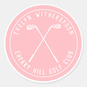 Personalised golf pink Keychain Classic Round Sticker