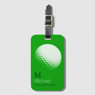 personalised golf player name green luggage tag