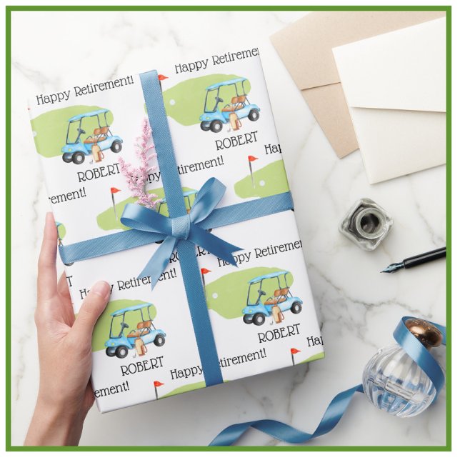 Personalised Golf Retirement Name  Wrapping Paper (Creator Uploaded)