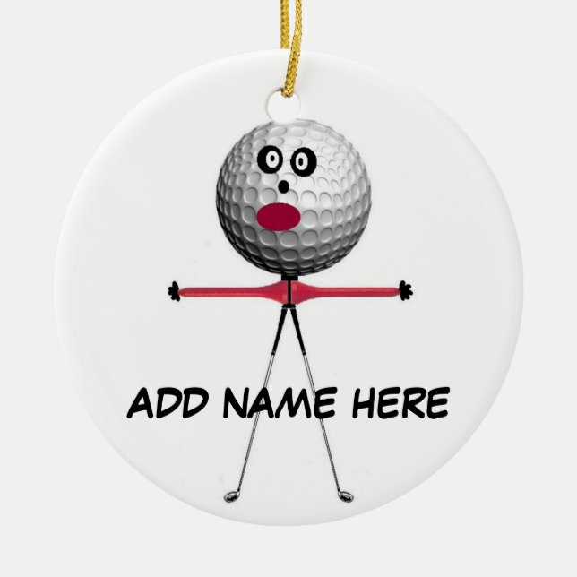 Personalised Golf Star Ceramic Tree Decoration (Front)