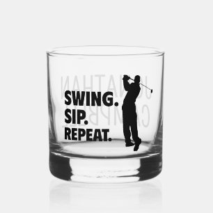 Personalised Golf Swing Sip Repeat Whiskey Glass
