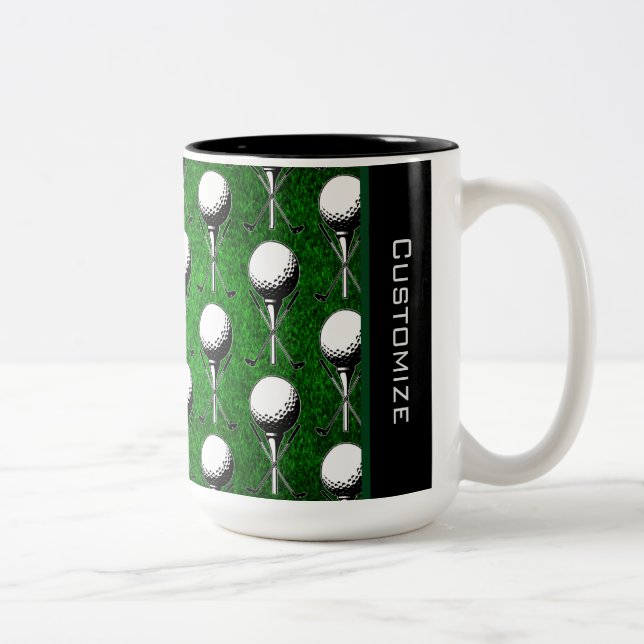 Personalised Golf Tee Grass Green Two-Tone Coffee Mug (Right)