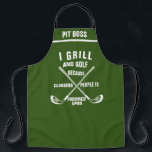 Personalised Golf Theme Apron: Funny Golf Chef Apron<br><div class="desc">Personalised Golf Pun Aprons, Funny Grill BBQ Chef Apron. I Grill because clubbing people is frowned upon. LOL Funny Dad, Boyfriend apron. Nature, Attitude Apron. Fully customisable apron or create your own and Personalise. Ideal for anyone for any occasion including Christmas, mother's day, father's day or any other day of...</div>