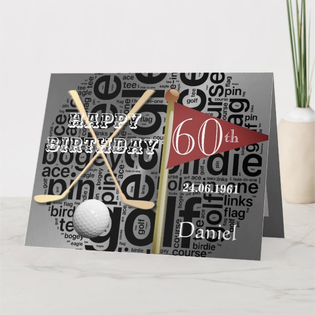Personalised Golf Themed 60th Birthday Card (Front)