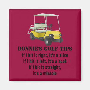 Personalised Golf Tip Golfer Cart red Magnet