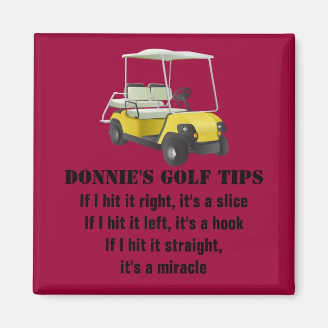 Personalised Golf Tip Golfer Cart red Magnet (Front)