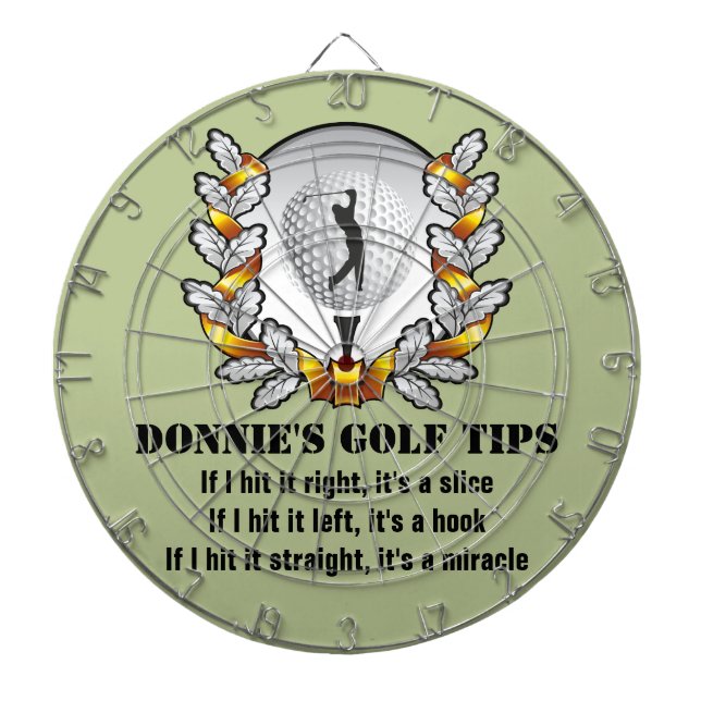 Personalised Golf Tip Golfer Green Dartboard (Front)