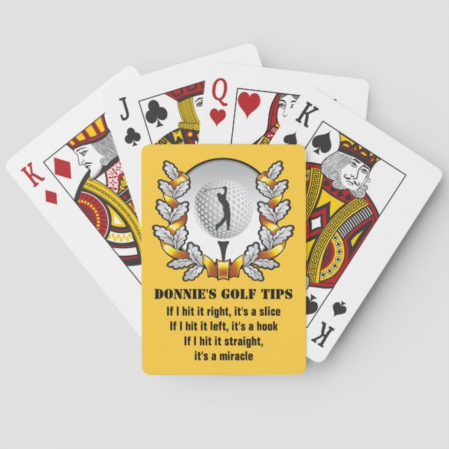 Personalised Golf Tip Golfer Yellow Playing Cards (Back)