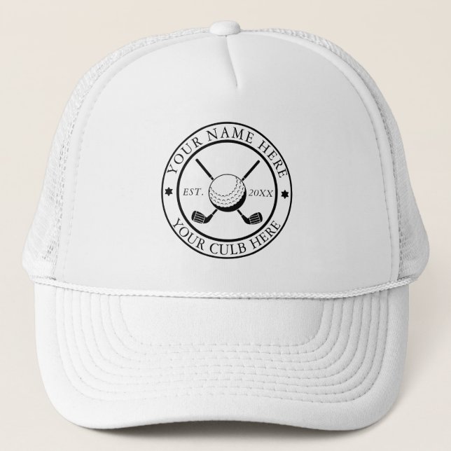 Personalised Golf Trucker Cap with Club Logo Print (Front)