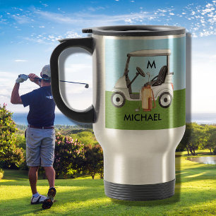 Personalised Golf with Cart Commuter  Travel Mug