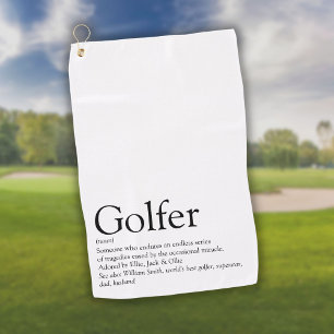 Personalised Golfer Definition Black and White Golf Towel