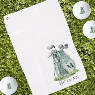 Personalised Golfer Green Monogram Golf Towel