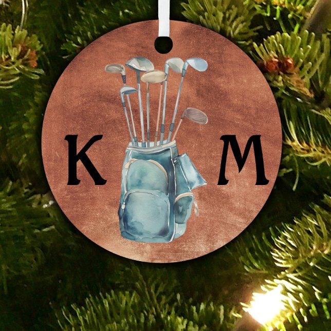 Personalised Golfer Monogram Modern Casual Metal Tree Decoration (Creator Uploaded)