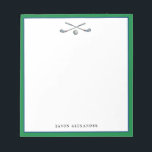 Personalised Golfer  Notepad<br><div class="desc">Personalised Golfers note pad featuring watercolor illustration of 2 clubs and golf ball with a green border.</div>