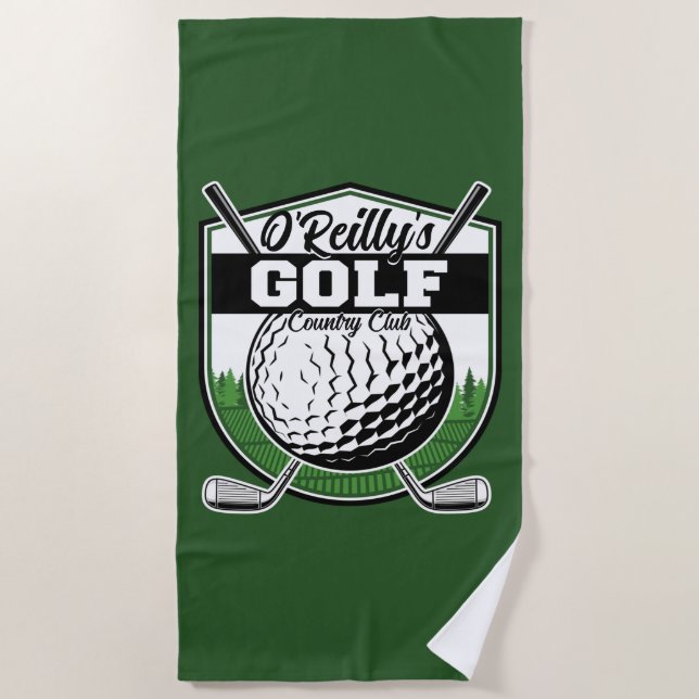 Personalised Golfer Player Pro Golf Country Club  Beach Towel (Front)