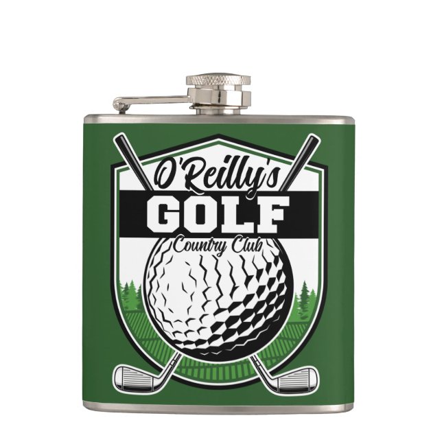Personalised Golfer Player Pro Golf Country Club Hip Flask (Front)