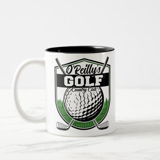 Personalised Golfer Player Pro Golf Country Club Two-Tone Coffee Mug (Left)