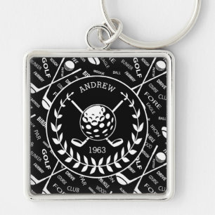 Personalised golfer stylish golf logo key ring