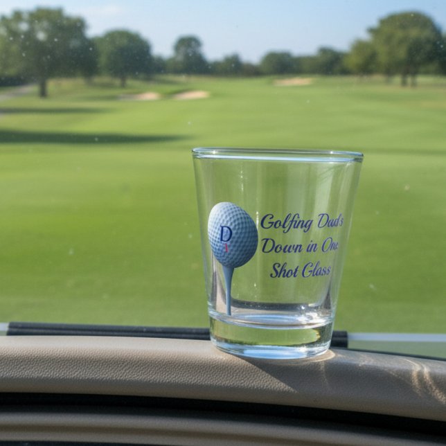 Personalised Golfing Dad Down In One Shot Glass (For your Golfing Dad (or mom or you) Just add your initial and golf ball number. )